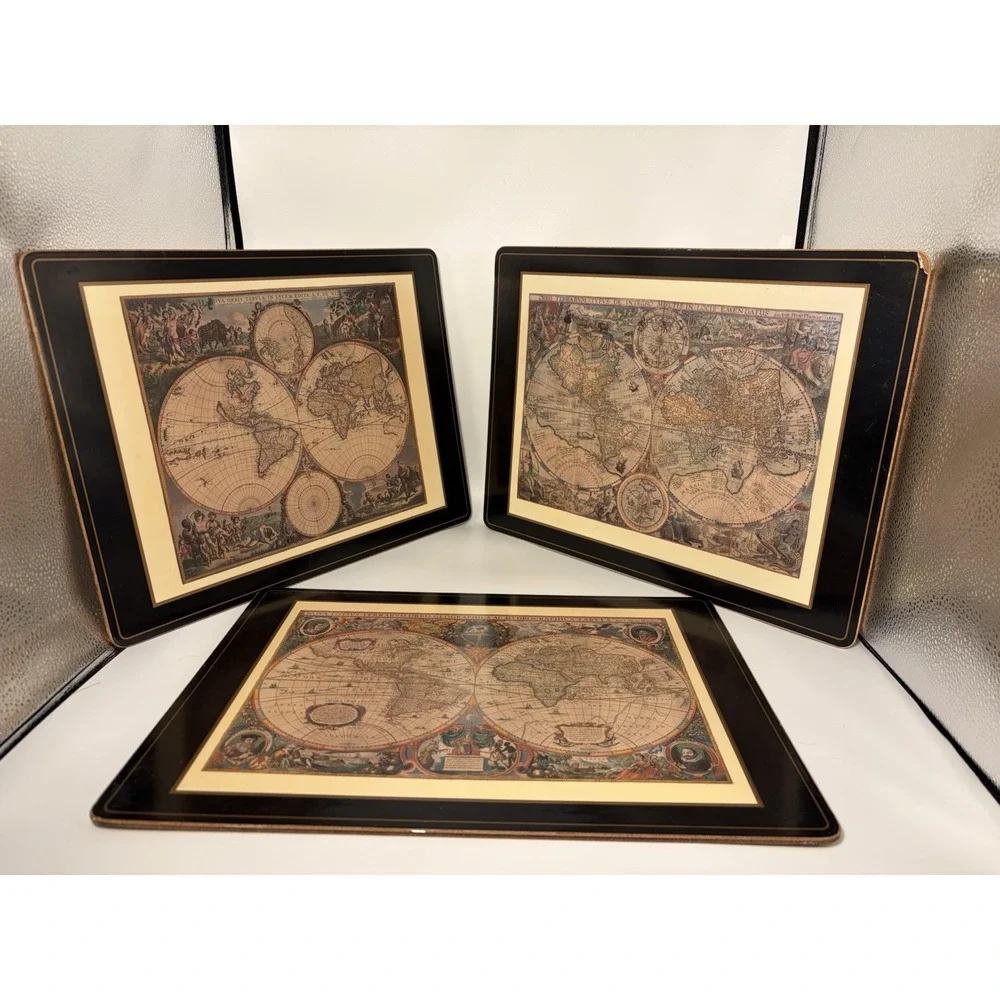 Set of 3 Vintage Pimpernel Old World Map Placemats Cork Back Place Mats/*READ* - Picture 2 of 16
